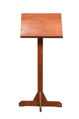 Wooden Podium Tribune Rostrum Stand Isolated on White Background, Clipping path included.