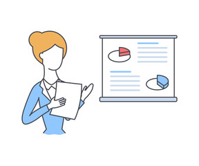 Vector illustration of businesswoman giving presentation