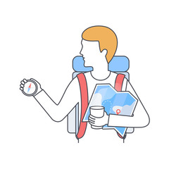Tourist, traveller, hiker vector illustration