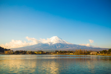 Fuji mountain landscape blue sky