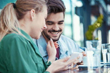 Couple enjoying coffee