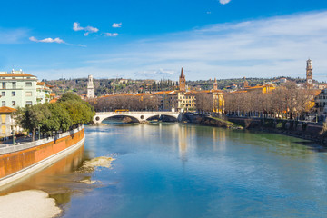 View of the Adige River in Verona Italy
