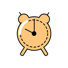 Alarm clock. Flat linear vector, time, rise, time control