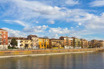 View of the Adige River in Verona Italy