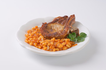 pork chop and baked beans