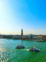 Fototapeta premium Beautiful view from Grand Canal on colorful facades of old medieval houses in Venice