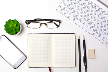 open daily, a computer and a smartphone on the desktop in the office