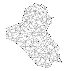 Map of Iraq from polygonal black lines and dots of vector illustration