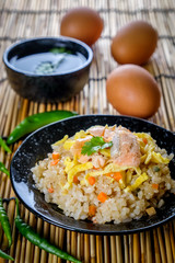 thaifood fried rice with salmon and egg japanese style