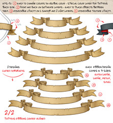 Papyrus Ribbons Curved Downwards 2 – Two Designs by Four Sizes
