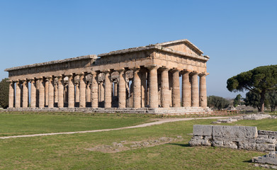 Fototapeta na wymiar Temple of Paestum Archaeological site, Italy