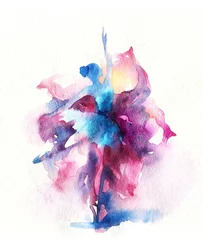 Rolgordijnen Dancing woman and flowers. watercolor illustration © Anna Ismagilova