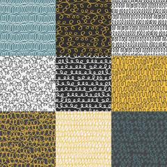 Decorative hand drawn seamless patterns.