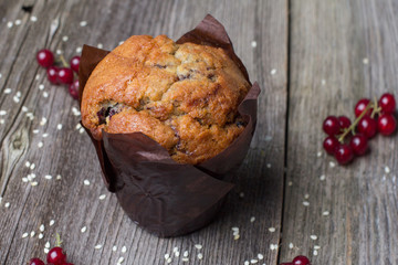 Fresh muffin with berries
