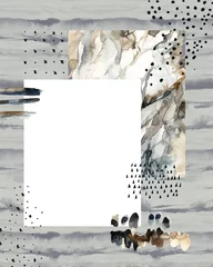 Foto op Canvas Abstract watercolor background with doodles, marbling, grained, grunge, paper textures. © Tanya Syrytsyna