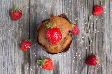 Fresh muffin with berries