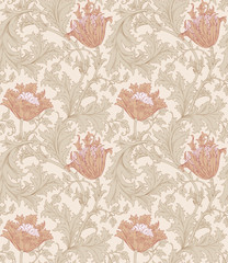 Floral seamless pattern. Modern seamless pattern for interior decoration, wrapping paper, graphic design and textile. Vector illustration. Backgrounds.