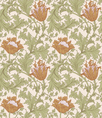 Floral seamless pattern. Modern seamless pattern for interior decoration, wrapping paper, graphic design and textile. Vector illustration. Backgrounds.