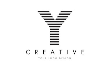 Y Zebra Letter Logo Design with Black and White Stripes