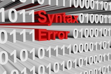 Syntax error in a binary code 3D illustration