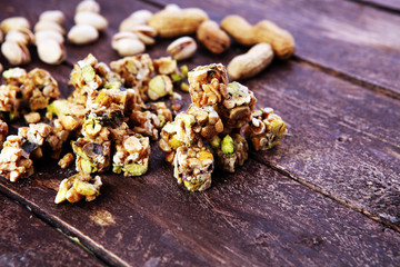 nuts cube of pistachios and peanuts