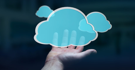 Businessman using digital cloud 3D rendering