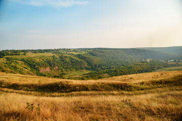 Fototapeta na wymiar Scenic view of Chervonohorod Castle ruins Nyrkiv village, Ternopil region, Ukraine