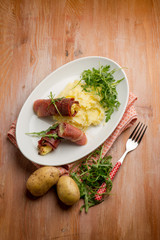 ham rolled up filled with puree