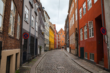 COPENHAGEN, DENMARK - 26 JUN 2016: Street view of quarters of city center, old and modern architecture