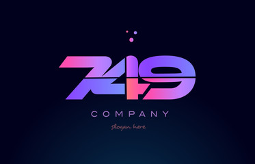 749 pink magenta purple number digit numeral logo icon vector