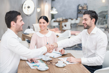 Business meeting in luxury restaurant