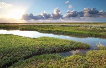 sunset over Wadde sea coast