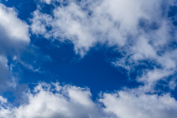 Blue sky with dark clouds as background