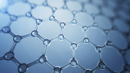 Fototapeta premium 3d illusrtation of graphene molecules. Nanotechnology background illustration.