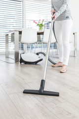 Fototapeta premium Attractive Female with Vacuum Cleaner