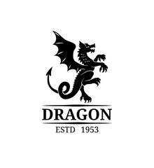 Vector dragon logo template. Luxury monogram.Graceful vintage animal symbol illustration for boutique,business card etc.