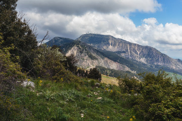 Green Hill Landscape in Central Sicily near Cammarata Mountain in Spring