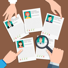 Vector illustration in flat design.Human resources management co