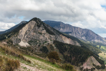 Green Hill Landscape in Central Sicily near Cammarata Mountain in Spring