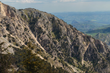 Green Hill Landscape in Central Sicily near Cammarata Mountain in Spring