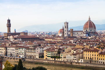 Fototapeta na wymiar above view of old district in Florence city