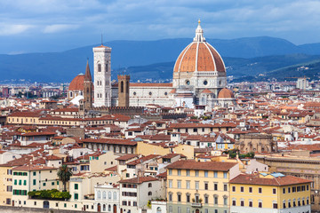 Fototapeta na wymiar skyline of Florence town with Cathedral