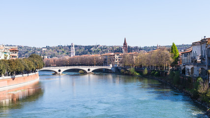 Obraz premium view of Ponte della vittoria of Adige river