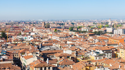 Fototapeta na wymiar above view Verona city with Castelvecchio Castle