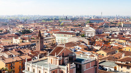Fototapeta na wymiar above view of Verona city with amphitheatre