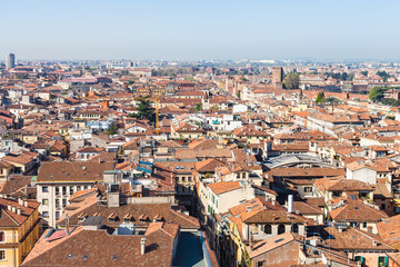 Fototapeta na wymiar above view of Verona city with Scaliger castle