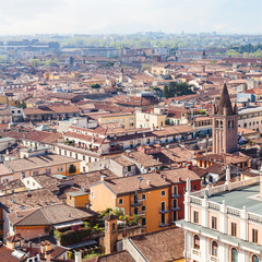 Fototapeta na wymiar above view of Verona town in spring