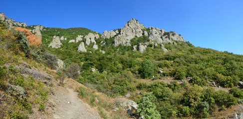 Fototapeta na wymiar Stone ghost valley on the Crimean peninsula