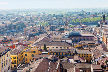 above view of Verona town with Adige River