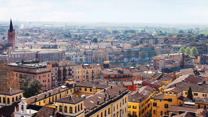 Fototapeta na wymiar above view of Verona town with lungadige